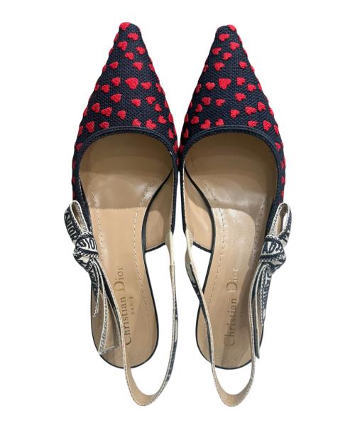 Christian Dior（クリスチャン ディオール）Christian Dior (クリスチャン ディオール) ポップハート スリングバックヒール ネイビー サイズ:38の古着・服飾アイテム