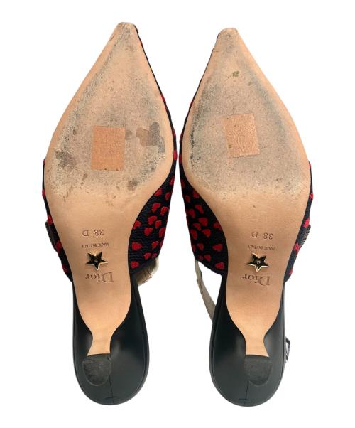 Christian Dior（クリスチャン ディオール）Christian Dior (クリスチャン ディオール) ポップハート スリングバックヒール ネイビー サイズ:38の古着・服飾アイテム