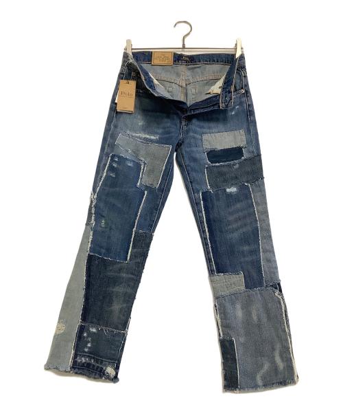 POLO RALPH LAUREN（ポロ・ラルフローレン）POLO RALPH LAUREN (ポロ・ラルフローレン) パッチワークフデニムパンツ インディゴ サイズ:w25 未使用品の古着・服飾アイテム