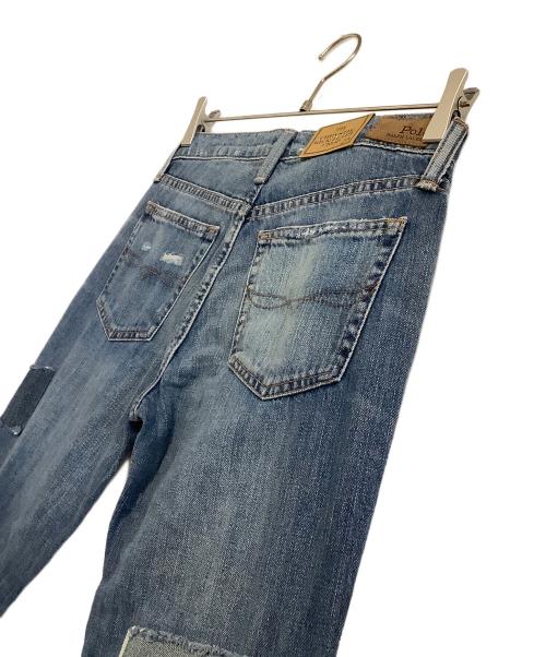 POLO RALPH LAUREN（ポロ・ラルフローレン）POLO RALPH LAUREN (ポロ・ラルフローレン) パッチワークフデニムパンツ インディゴ サイズ:w25 未使用品の古着・服飾アイテム