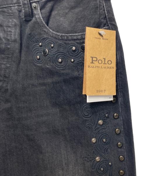 POLO RALPH LAUREN（ポロ・ラルフローレン）POLO RALPH LAUREN (ポロ・ラルフローレン) スタッズブラックデニムパンツ サイズ:w25 未使用品の古着・服飾アイテム
