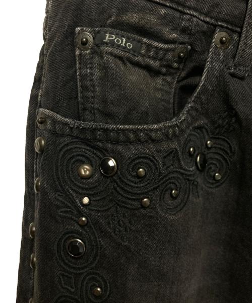 POLO RALPH LAUREN（ポロ・ラルフローレン）POLO RALPH LAUREN (ポロ・ラルフローレン) スタッズブラックデニムパンツ サイズ:w25 未使用品の古着・服飾アイテム