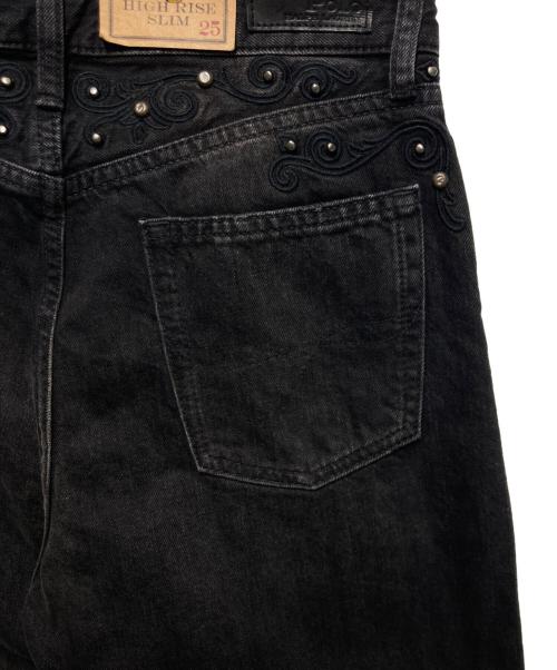 POLO RALPH LAUREN（ポロ・ラルフローレン）POLO RALPH LAUREN (ポロ・ラルフローレン) スタッズブラックデニムパンツ サイズ:w25 未使用品の古着・服飾アイテム