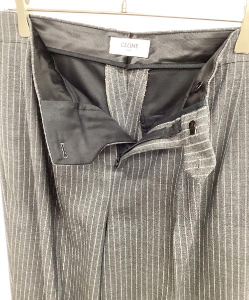 CELINE（セリーヌ）CELINE (セリーヌ) タックワイドストライプパンツ グレー サイズ:50の古着・服飾アイテム