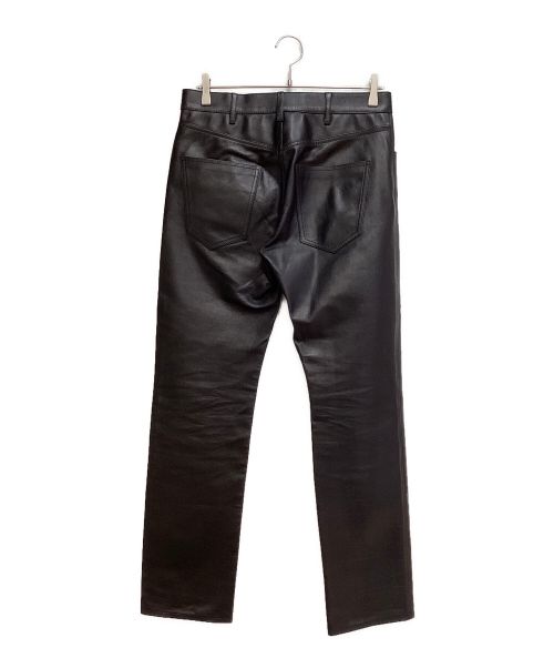 CELINE（セリーヌ）CELINE (セリーヌ) Black straight leather pants（ブラックストレートレザーパンツ） ブラック サイズ:W29の古着・服飾アイテム