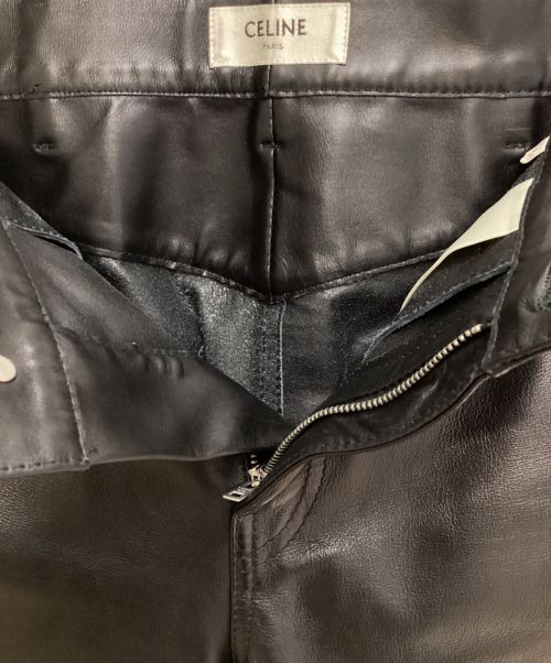 CELINE（セリーヌ）CELINE (セリーヌ) Black straight leather pants（ブラックストレートレザーパンツ） ブラック サイズ:W29の古着・服飾アイテム