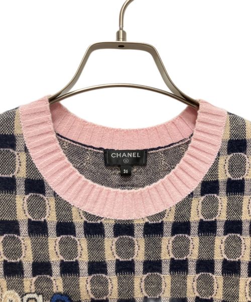 CHANEL（シャネル）CHANEL (シャネル) COCOロゴ半袖ニット ピンク サイズ:36の古着・服飾アイテム