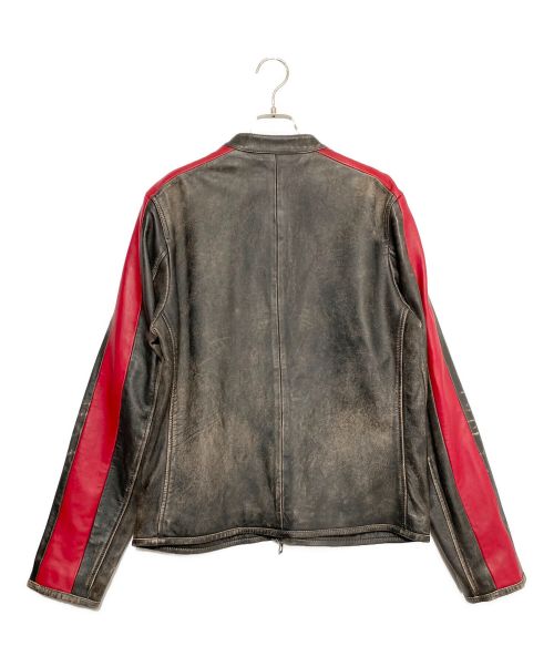 DIESEL（ディーゼル）DIESEL (ディーゼル) L-renn　ダメージレザーライダースジャケット ブラック サイズ:48の古着・服飾アイテム