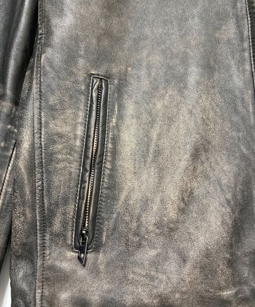 DIESEL（ディーゼル）DIESEL (ディーゼル) L-renn　ダメージレザーライダースジャケット ブラック サイズ:48の古着・服飾アイテム