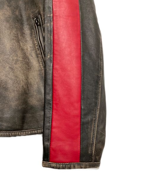 DIESEL（ディーゼル）DIESEL (ディーゼル) L-renn　ダメージレザーライダースジャケット ブラック サイズ:48の古着・服飾アイテム