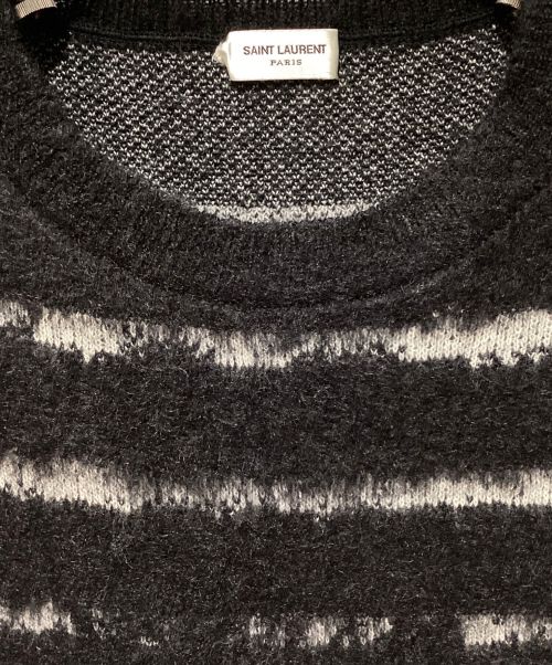 Saint Laurent Paris（サンローランパリ）Saint Laurent Paris (サンローランパリ) Mohair Border Knit（モヘアボーダーニット） ブラック サイズ:Mの古着・服飾アイテム