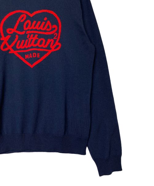 LOUIS VUITTON（ルイ ヴィトン）LOUIS VUITTON (ルイ ヴィトン) NIGO (ニゴー) インタルシアハート ニット ネイビー サイズ:Mの古着・服飾アイテム