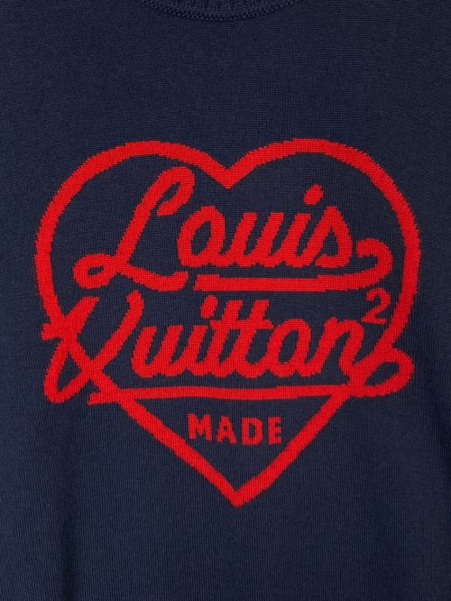 LOUIS VUITTON（ルイ ヴィトン）LOUIS VUITTON (ルイ ヴィトン) NIGO (ニゴー) インタルシアハート ニット ネイビー サイズ:Mの古着・服飾アイテム