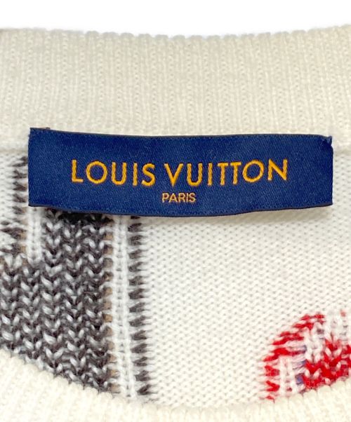 LOUIS VUITTON（ルイ ヴィトン）LOUIS VUITTON (ルイ ヴィトン) NBA (エヌビーエー) マルチ ロゴ クルーネック ニット ホワイト サイズ:Mの古着・服飾アイテム