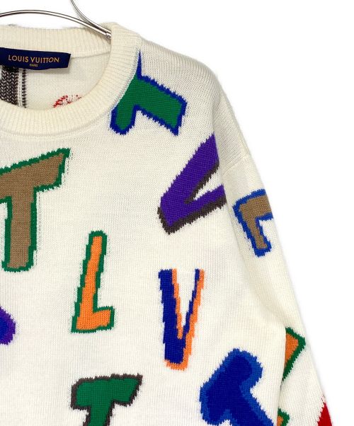 LOUIS VUITTON（ルイ ヴィトン）LOUIS VUITTON (ルイ ヴィトン) NBA (エヌビーエー) マルチ ロゴ クルーネック ニット ホワイト サイズ:Mの古着・服飾アイテム
