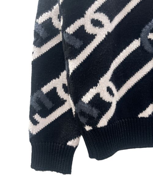 FENDI（フェンディ）FENDI (フェンディ) ロゴチェーンモチーフインターシャ ニット ブラック サイズ:48の古着・服飾アイテム