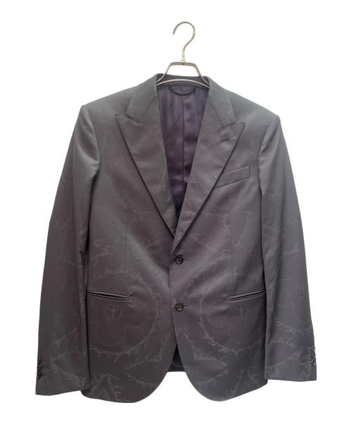 LOUIS VUITTON（ルイ ヴィトン）LOUIS VUITTON (ルイ ヴィトン) モノグラム 英字 ジャガード 2B シングル グレー サイズ:48の古着・服飾アイテム