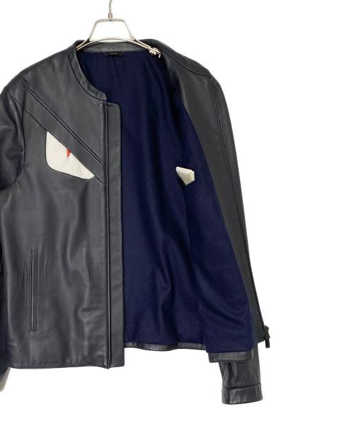 FENDI（フェンディ）FENDI (フェンディ) シングルライダースジャケット ネイビー サイズ:48の古着・服飾アイテム