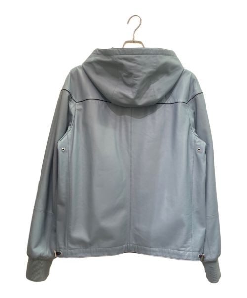 HERMES（エルメス）HERMES (エルメス) ナイロン×レザー リバーシブルジャケット スカイブルー サイズ:50の古着・服飾アイテム