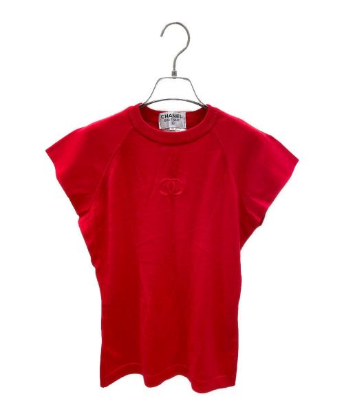 CHANEL BOUTIQUE（シャネル ブティック）CHANEL BOUTIQUE (シャネル ブティック) ココマークノースリーブニット レッド サイズ:36の古着・服飾アイテム