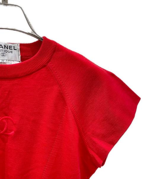 CHANEL BOUTIQUE（シャネル ブティック）CHANEL BOUTIQUE (シャネル ブティック) ココマークノースリーブニット レッド サイズ:36の古着・服飾アイテム