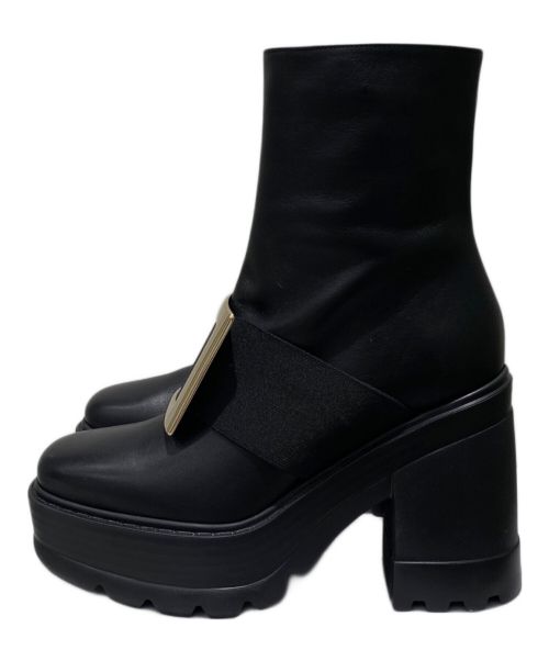 Roger Vivier（ロジェ ヴィヴィエ）Roger Vivier (ロジェ ヴィヴィエ) ストラスバックルヒールブーツ ブラック サイズ:SIZE 35 1/2の古着・服飾アイテム