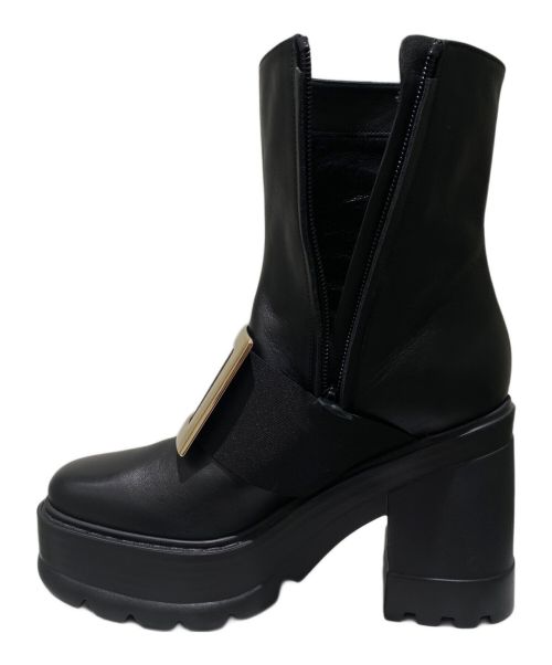 Roger Vivier（ロジェ ヴィヴィエ）Roger Vivier (ロジェ ヴィヴィエ) ストラスバックルヒールブーツ ブラック サイズ:SIZE 35 1/2の古着・服飾アイテム