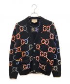 GUCCIグッチ）の古着「GGジャガードマルチカラーカーディガン」｜ブラック
