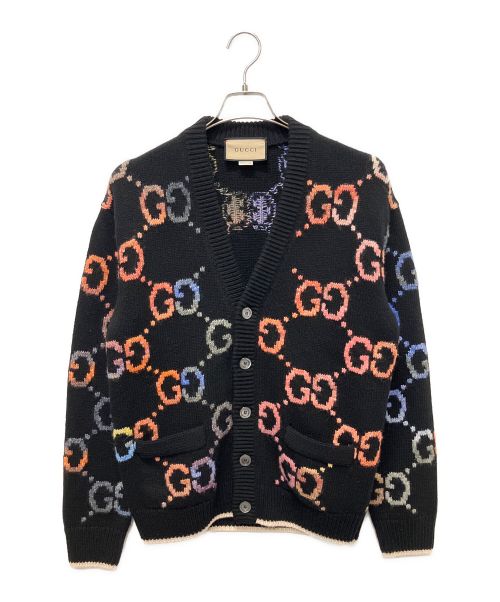 GUCCI（グッチ）GUCCI (グッチ) GGジャガードマルチカラーカーディガン ブラック サイズ:XSの古着・服飾アイテム