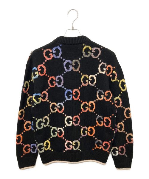 GUCCI（グッチ）GUCCI (グッチ) GGジャガードマルチカラーカーディガン ブラック サイズ:XSの古着・服飾アイテム