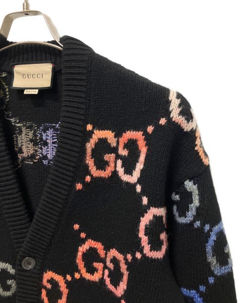 GUCCI（グッチ）GUCCI (グッチ) GGジャガードマルチカラーカーディガン ブラック サイズ:XSの古着・服飾アイテム