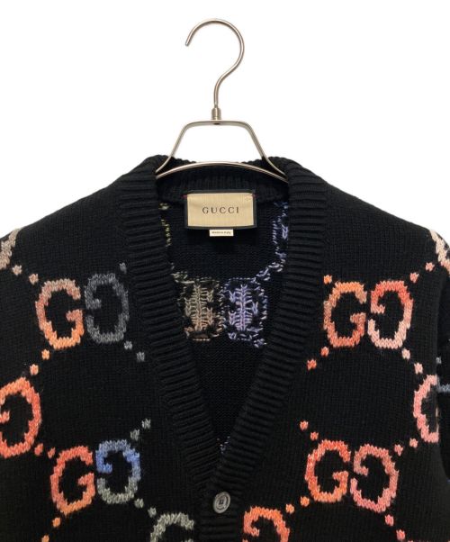 GUCCI（グッチ）GUCCI (グッチ) GGジャガードマルチカラーカーディガン ブラック サイズ:XSの古着・服飾アイテム