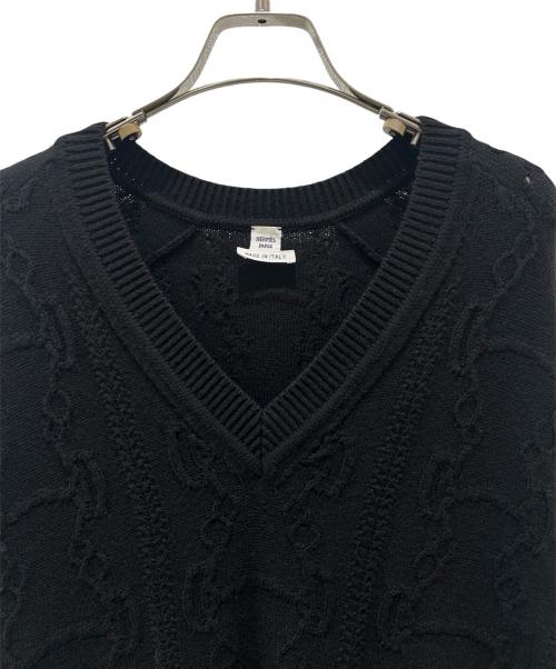 HERMES（エルメス）HERMES (エルメス) カシミヤ混 シェーヌダンクル ニットワンピース ブラック サイズ:34の古着・服飾アイテム