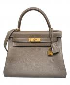 HERMESエルメス）の古着「ケリー 28 内縫い/ゴールド金具/トゴ/エトゥープ/B刻印」｜エトゥープ
