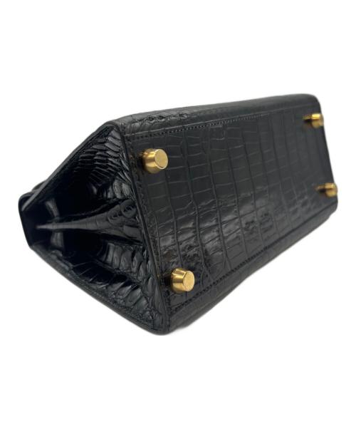 HERMES（エルメス）HERMES Mini Kelly Porosus Shine Mini Noir Black/ ミニケリー 20 外縫い ポロサス  ブラック ノワール / ゴールド金具/〇Z刻印：1996年製 ノワール サイズ:20/ミニ/MINIの古着・服飾アイテム