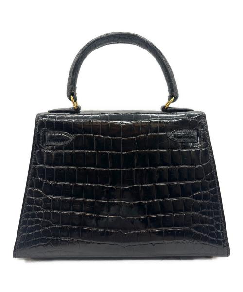 HERMES（エルメス）HERMES Mini Kelly Porosus Shine Mini Noir Black/ ミニケリー 20 外縫い ポロサス  ブラック ノワール / ゴールド金具/〇Z刻印：1996年製 ノワール サイズ:20/ミニ/MINIの古着・服飾アイテム
