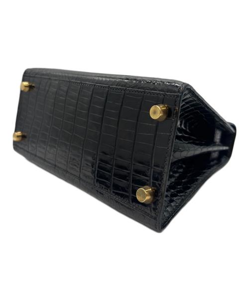 HERMES（エルメス）HERMES Mini Kelly Porosus Shine Mini Noir Black/ ミニケリー 20 外縫い ポロサス  ブラック ノワール / ゴールド金具/〇Z刻印：1996年製 ノワール サイズ:20/ミニ/MINIの古着・服飾アイテム