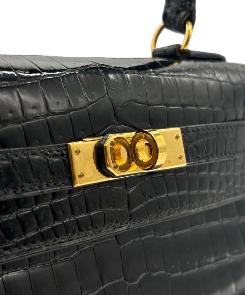 HERMES（エルメス）HERMES Mini Kelly Porosus Shine Mini Noir Black/ ミニケリー 20 外縫い ポロサス  ブラック ノワール / ゴールド金具/〇Z刻印：1996年製 ノワール サイズ:20/ミニ/MINIの古着・服飾アイテム