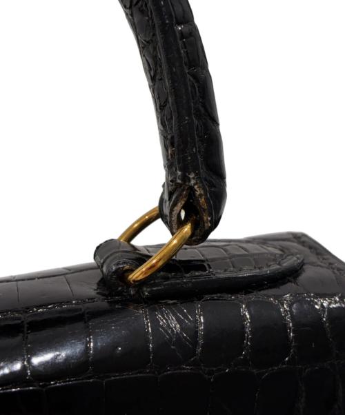 HERMES（エルメス）HERMES Mini Kelly Porosus Shine Mini Noir Black/ ミニケリー 20 外縫い ポロサス  ブラック ノワール / ゴールド金具/〇Z刻印：1996年製 ノワール サイズ:20/ミニ/MINIの古着・服飾アイテム