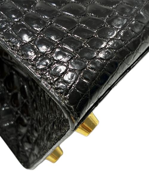 HERMES（エルメス）HERMES Mini Kelly Porosus Shine Mini Noir Black/ ミニケリー 20 外縫い ポロサス  ブラック ノワール / ゴールド金具/〇Z刻印：1996年製 ノワール サイズ:20/ミニ/MINIの古着・服飾アイテム
