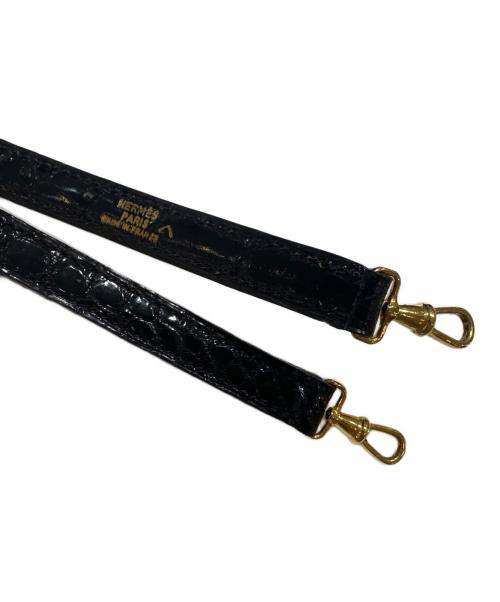 HERMES（エルメス）HERMES Mini Kelly Porosus Shine Mini Noir Black/ ミニケリー 20 外縫い ポロサス  ブラック ノワール / ゴールド金具/〇Z刻印：1996年製 ノワール サイズ:20/ミニ/MINIの古着・服飾アイテム
