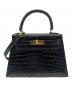 HERMES（エルメス）の古着「Mini Kelly Porosus Shine Mini Noir Black/ ミニケリー 20 外縫い ポロサス  ブラック ノワール / ゴールド金具/〇Z刻印：1996年製」｜ノワール