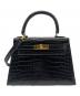HERMES（エルメス）の古着「Mini Kelly Porosus Shine Mini Noir Black/ ミニケリー 20 外縫い ポロサス  ブラック ノワール / ゴールド金具/〇Z刻印：1996年製」｜ノワール