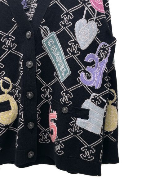 CHANEL（シャネル）CHANEL (シャネル) ライオンボタン カシミヤ カーディガン ブラック サイズ:38の古着・服飾アイテム