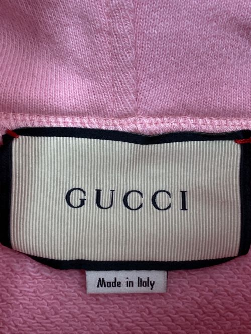 GUCCI（グッチ）GUCCI (グッチ) ドラゴン刺繍プルオーバーパーカー ピンク サイズ:XLの古着・服飾アイテム