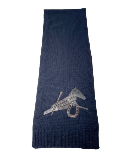 HERMES（エルメス）HERMES (エルメス) マフラー パズル・エケストル ネイビーの古着・服飾アイテム