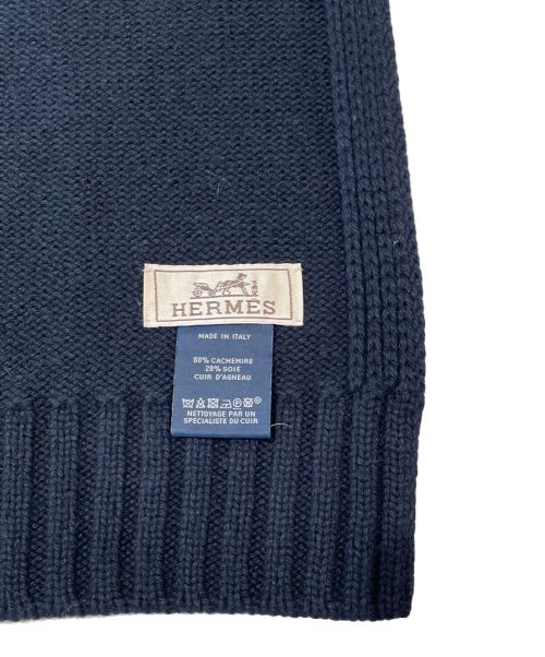 HERMES（エルメス）HERMES (エルメス) マフラー パズル・エケストル ネイビーの古着・服飾アイテム