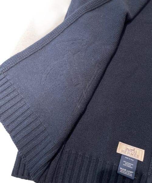 HERMES（エルメス）HERMES (エルメス) マフラー パズル・エケストル ネイビーの古着・服飾アイテム