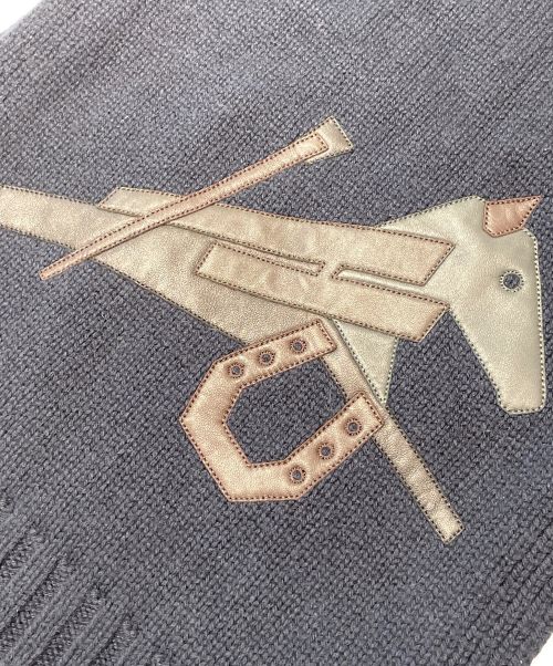 HERMES（エルメス）HERMES (エルメス) マフラー パズル・エケストル ネイビーの古着・服飾アイテム
