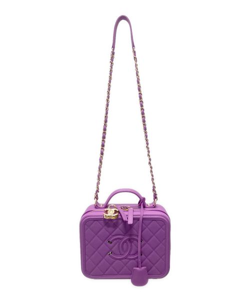 CHANEL（シャネル）CHANEL (シャネル)  Filigree バニティケース ミディアム/ショルダーバッグ/ハンドバッグ/2WAYバッグ パープル サイズ:ミディアムの古着・服飾アイテム